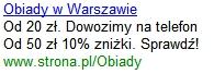 Przykład reklamy Google AdWords - tekst reklamowy