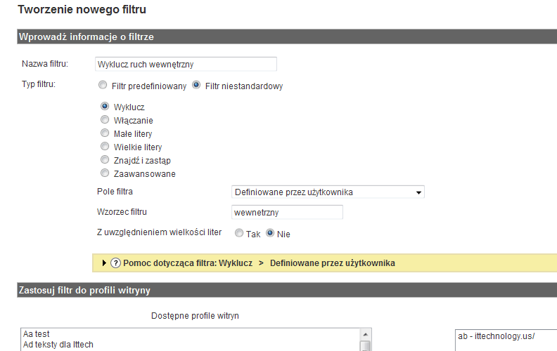 Odfiltrowywanie ruchu w Google Analytics