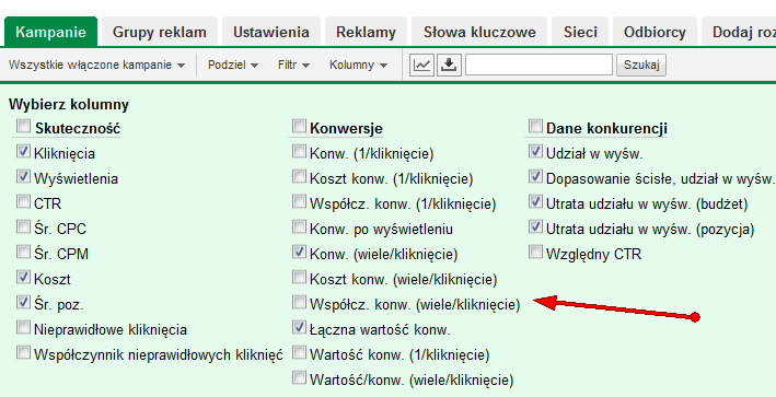 Narzędzie do analizy danych w kampanii AdWords