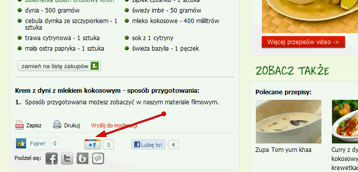 Dodawnie +1 w obrębie strony internetowej