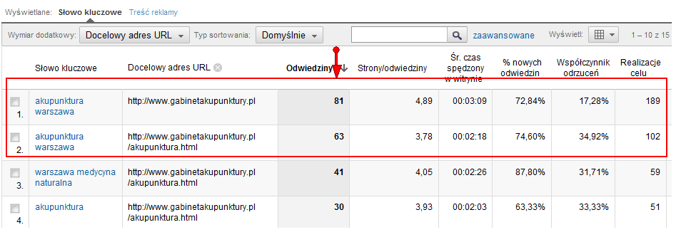 Raport AdWords w Google Analytics