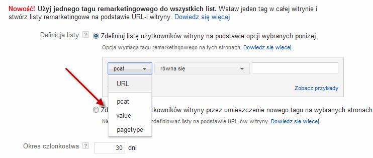 Instalacja niestandardowych parametrów w kodzie remarketingowym