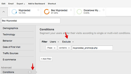 Analiza z wykorzystaniem danych Google Analytics