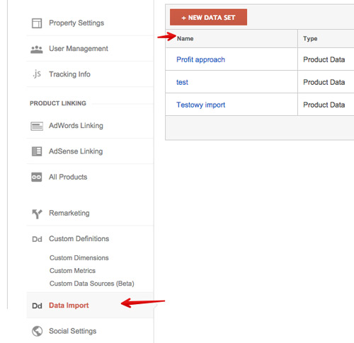 Import danych w Google Analytics