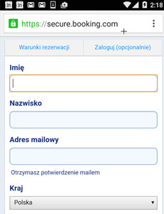 formularz na smartfonie