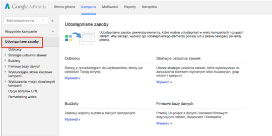 Statystyki odbiorców w interfejsie AdWords